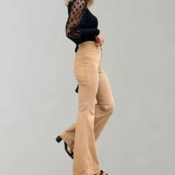 Broeken & Rokken Dames*Abel - Trendy corduroy uitlopende zomerbroek