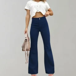 Broeken & Rokken Dames*Abel - Trendy corduroy uitlopende zomerbroek