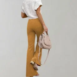 Broeken & Rokken Dames*Abel - Trendy corduroy uitlopende zomerbroek