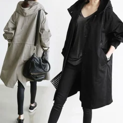 Jassen Dames*ADALEE - Lange waterdichte regenjas voor dames, perfect voor lente en zomer