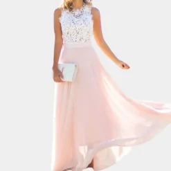 Jurken & Jumpsuits Dames*Adeline - Luchtige kanten zomerjurk voor dames Roos