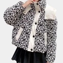 Jassen Dames*ADREANA - Casual Winterjas voor Dames Zwart Wit