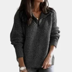 Truien & Vesten Dames*Adrianna - Chique Comfort Zomerse Trui met halve rits voor dames