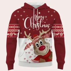 Jassen Heren*ADRIANNE - Casual Kerst Hoodies voor Heren Rood