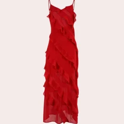 Jurken & Jumpsuits Dames*Adrienne - Elegante lange damesjurk met ruches voor de zomer