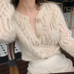 Truien & Vesten Dames*AELIN - Modieuze Zomerse Trui voor Dames Wit