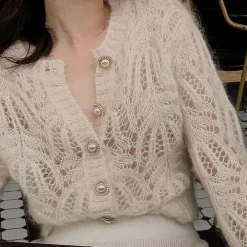 Truien & Vesten Dames*AELIN - Modieuze Zomerse Trui voor Dames Wit