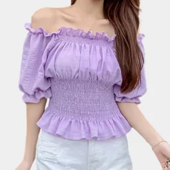 Blazers & Blouses Dames*Agnes - Moderne Zomerblouse met Pofmouwen voor Lente en Zomer