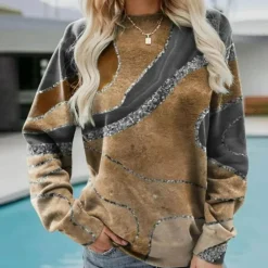 Topjes & Shirts Dames*AIDE - Modieus Zomers Sweatshirt voor Dames Khaki