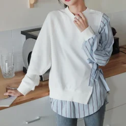 Topjes & Shirts Dames*Aliz - Moeiteloos elegante gestreepte zomeroverhemd Wit