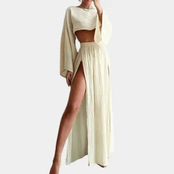 Sets Dames*Alodia - Tweedelige casual damesset met hoge split voor de zomer