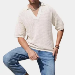 Shirts Heren*Alvin - Heren zomer t-shirt met v-hals voor de lente en zomer