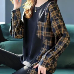 Truien & Vesten Dames*AMELY - Geraffineerde Zomerse Geruite Trui voor Dames Zwart