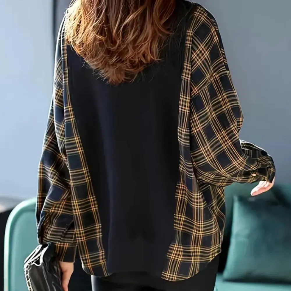 Truien & Vesten Dames*AMELY - Geraffineerde Zomerse Geruite Trui voor Dames Zwart