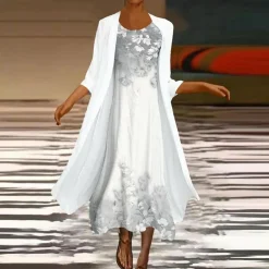 Jurken & Jumpsuits Dames*Amora - Elegante lange zomerjurk met blouse jasje voor dames