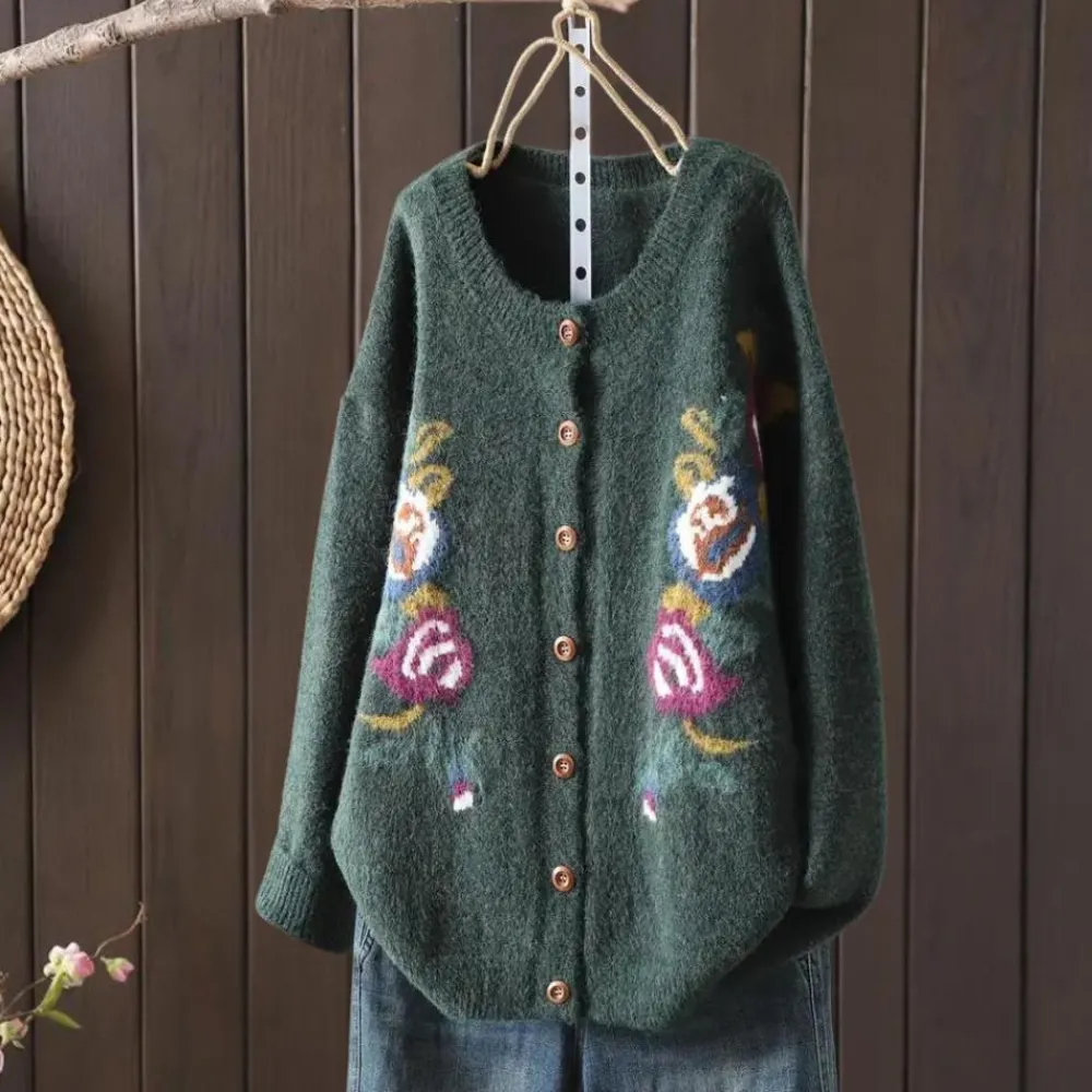 Truien & Vesten Dames*AMY - Modieus Gebloemd Zomervest voor Dames Donkergroen