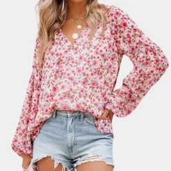 Blazers & Blouses Dames*Amya - Dames blouse lange mouw - Zomerse stijl