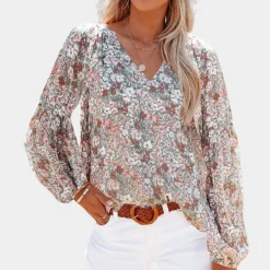 Blazers & Blouses Dames*Amya - Dames blouse lange mouw - Zomerse stijl