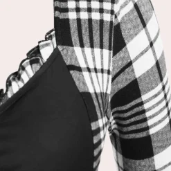 Jurken & Jumpsuits Dames*Andrada - Elegante zomerse geruite jurk voor dames Zwart