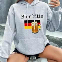 Jassen Dames*Andriana - Elegante dameshoodie voor zomerse festivals en oktoberfest Grijs