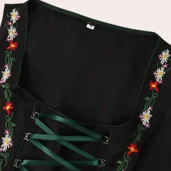 Jurken & Jumpsuits Dames*Andrina - Dames Zomerse Oktoberfest Dirndl met Kantmouwen Zwart