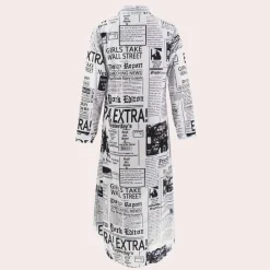 Jurken & Jumpsuits Dames*Antonia - Luxe Zomerjurk met Artistieke Kranten Print