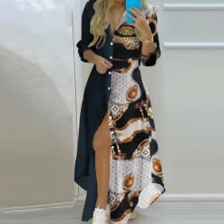 Jurken & Jumpsuits Dames*Antonia - Luxe Zomerjurk met Artistieke Kranten Print