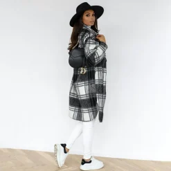 Jassen Dames*AOIFE - Luchtige geruite lange jas voor dames, perfect voor de zomer