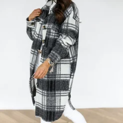 Jassen Dames*AOIFE - Luchtige geruite lange jas voor dames, perfect voor de zomer