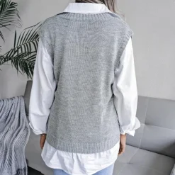 Truien & Vesten Dames*Arlette - Vrouwen Kabelgebreid V-hals Zomervest