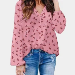 Blazers & Blouses Dames*Auizia - Chique damesblouse met kersenprint voor de zomer