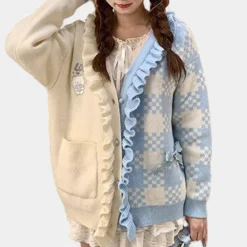 Truien & Vesten Dames*Aureliana - Stijlvol Kleurblok Damesvest voor de Zomer Lichtblauw