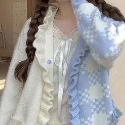 Truien & Vesten Dames*Aureliana - Stijlvol Kleurblok Damesvest voor de Zomer Lichtblauw