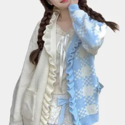 Truien & Vesten Dames*Aureliana - Stijlvol Kleurblok Damesvest voor de Zomer Lichtblauw