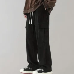 Broeken Heren*Balder - Lichte corduroy cargo broek met klepzakken voor de zomer