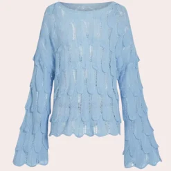 Truien & Vesten Dames*BARBARA - Stijlvolle Zomerse Trui voor Dames Hemelsblauw