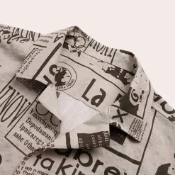 Shirts Heren*Bartosz - Modern herenoverhemd met krantenprint voor de zomer Khaki