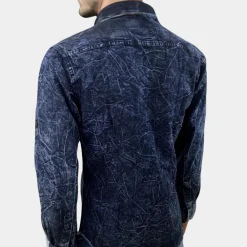 Shirts Heren*BILLY - Klassiek Denim Zomer Overhemd voor Heren Donkerblauw