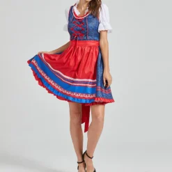 Jurken & Jumpsuits Dames*Calla - Retro Zomer/Oktoberfest Jurk voor Vrouwen Blauw