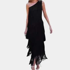 Jurken & Jumpsuits Dames*Carol - Modieuze één-schouder zomerjurk met kwastjes