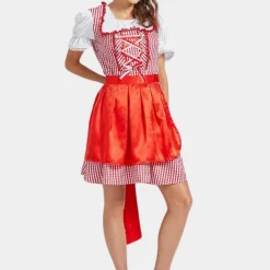 Jurken & Jumpsuits Dames*Carys - Charmante zomerjurk voor dames, perfect voor het Oktoberfest Rood