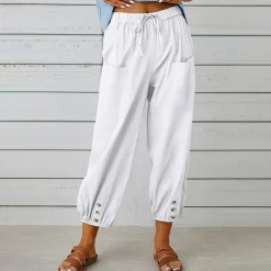 Broeken & Rokken Dames*Casual damesbroek met wijde pijpen voor de zomer