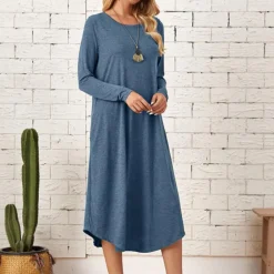 Jurken & Jumpsuits Dames*Casual damesjurk met lange mouwen voor de zomer