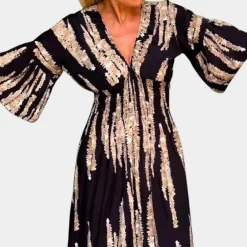 Jurken & Jumpsuits Dames*Casual en comfortabele midi-jurk voor dames - Perfect voor de zomer Zwart