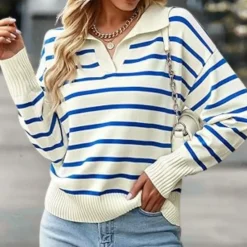 Truien & Vesten Dames*Casual gestreepte damestrui voor de zomer