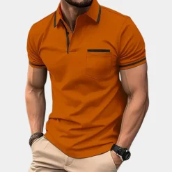 Shirts Heren*Casual poloshirt voor heren - Zomerse stijl Oranje