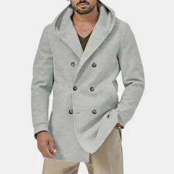Jassen Heren*Casual trenchcoat voor heren met capuchon