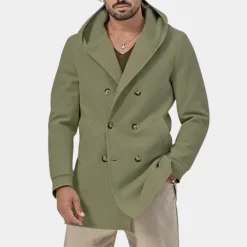 Jassen Heren*Casual trenchcoat voor heren met capuchon