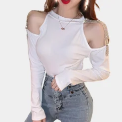 Topjes & Shirts Dames*CELINA - Luxe Zomers Schouderoverhemd voor Dames