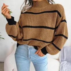 Truien & Vesten Dames*Celine - Modieuze dames zachte zomertrui met hoge hals